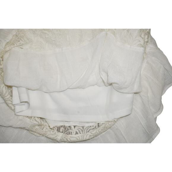 Vintage Y2K Madison White Lace Tiered Ruffle Trim Cottagecore Coquette Skirt L - Picture 5 of 5